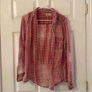 Pink distressed flannel